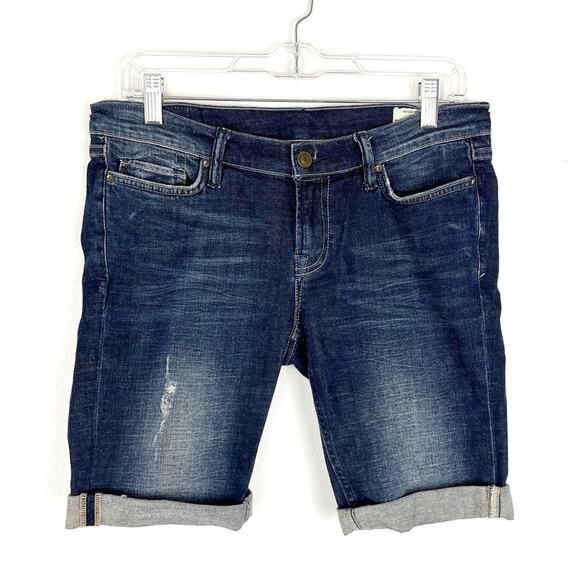 All Saints Spitalfields Womens Jeans Shorts Long Distressed - Picture 1 of 9